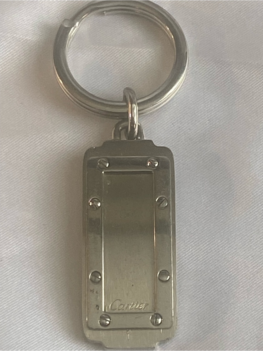Authentic Cartier Santos Stainless Steel Key Fob/KeyRing Luxery Bag Charm Unisex